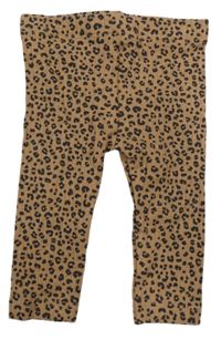 Hnědé žebrované legíny s leopardím vzorem F&F