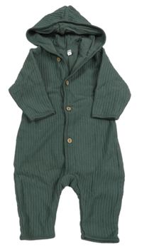 Khaki žebrovaná tepláková podšitá kombinéza s kapucí Zeeman