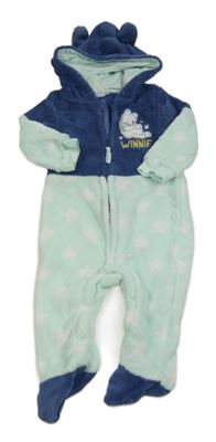 Mátovo-tmavomodrá chlupatá kombinéza s Púem a kapucí zn. Disney