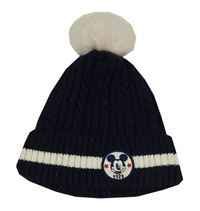 Tmavomodrá pletená čepice s Mickeym a bambulí H&M