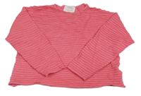 Lososový žebrovaný crop svetr Zara