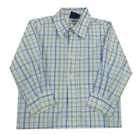 Bílo-modro-zelená kostkovaná košile