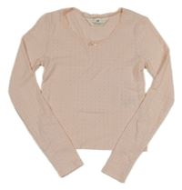 Světlerůžové perforované žebrované spodní triko H&M