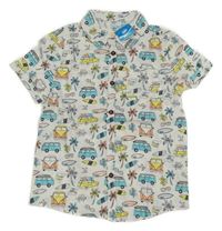 Nové - Smetanová košile s auty a surfy Pep&Co