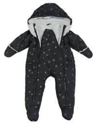 Antracitová šusťáková zimní kombinéza s hvězdami a kapucí Absorba