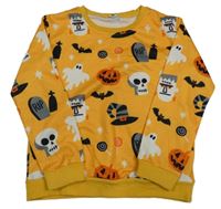 Hořčicová mikina s halloweenským motivem