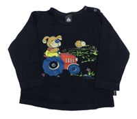 Tmavomodré triko s traktorem se psem