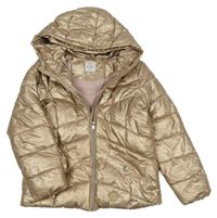 Zlatá prošívaná nepromokavá zateplená bunda s kapucí Lefties