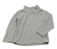 Šedé melírované žebrované úpletové triko se stojáčkem