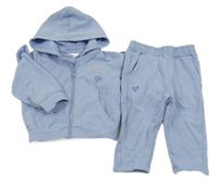 2set - Lila propínací mikina se srdíčky z kamínků a kapucí + tepláky iDo