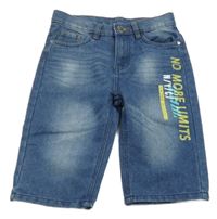 Modré riflové kraťasy s nápisem Young Idols