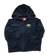 Tmavomodrá sametová propínací mikina s čumákem a kapucí Papagino