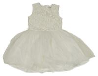 Bílé tylové slavnostní šaty s listy C&A