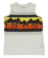 Bílé tílko s palmami C&A