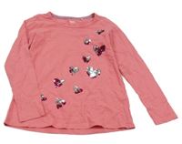 Růžové triko se srdíčky z překlápěcích flitrů Yigga