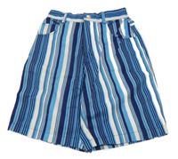 Modro-bílé pruhované plátěné kraťasy