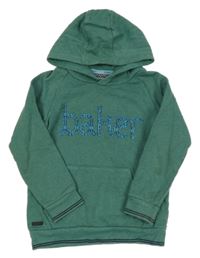 Zelená melírovaná mikina s nápisem a kapucí Baker