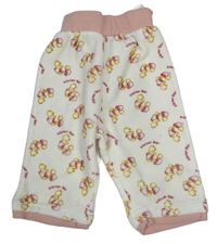 Smetanové sametové tepláky s medvědy