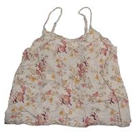 Světlerůžový květovaný crop top