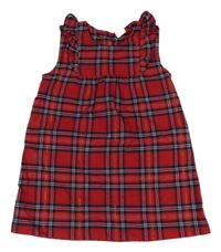 Červeno-černo-bílé kostkované třpytivé šaty s volánky H&M