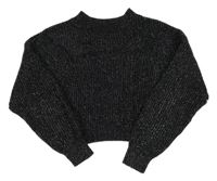 Černý třpytivý crop svetr H&M