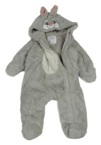 Šedo-bílá kožešinová zateplená kombinéza s kapucí - Dupík Primark