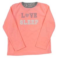 Neonově růžové fleecové pyžamové triko s nápisem Y.d. 