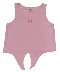 Světlerůžový crop top s písmeny H&M