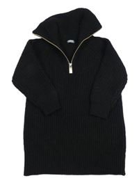 Černé svetrové šaty s komínovým límcem a zipem Next