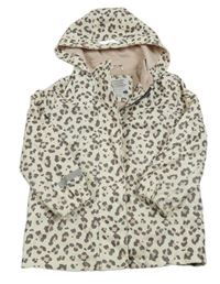Smetanová leopardí nepromokavá jarní bunda s kapucí Primark