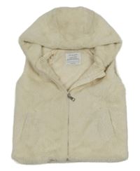 Smetanová kožešinová podšitá vesta s kapucí Primark