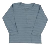 Modré žebrované triko s kapsou Primark