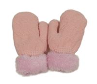 Světlerůžové palcové zateplené rukavice 
