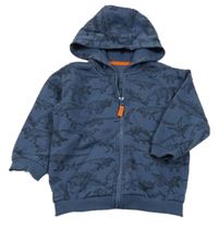 Tmavomodrá propínací mikina s dinosaury a kapucí Matalan