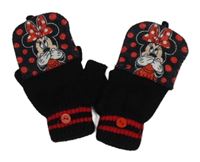 Černé prstové překlápěcí rukavice s Minnie 
