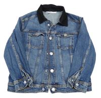 Modrá riflová bunda s černým límečkem H&M