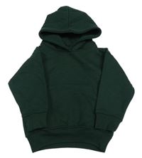 Tmavozelená mikina s potiskem a kapucí 