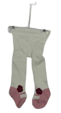 Nové - bílo-růžové punčocháče s květem 