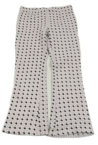 Bílo-lila-černé vzorované flare legíny 