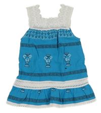 Modro-bílé řecké šaty s černým vzorem 