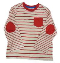 Bílo-červené pruhvoané triko s kapsou Miniclub