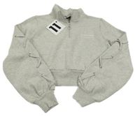 Nové - šedá melírovaná crop mikina 