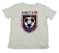 Bílé tričko s erbem z flitrů H&M