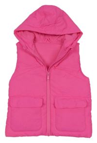 Neonově růžová šusťáková zateplená vesta s kapucí Dunnes Stores