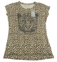 Nové - hnědé leopardí tričko s leopardem Matalan