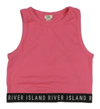 Růžový žebrovaný crop top River Island