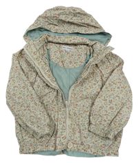 Béžová květovaná šusťáková podzimní bunda s kapucí M&S