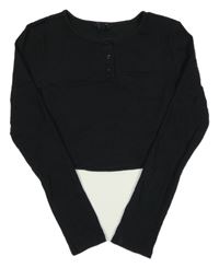 Tmavošedé žebrované crop triko New Look