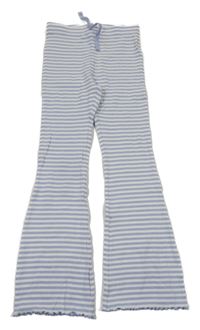 Bílo-fialové pruhované žebrované flare legíny M&S