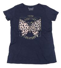 Tmavomodré tričko s motýlem Primark